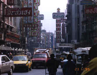 Section of busy street in Yaowarat